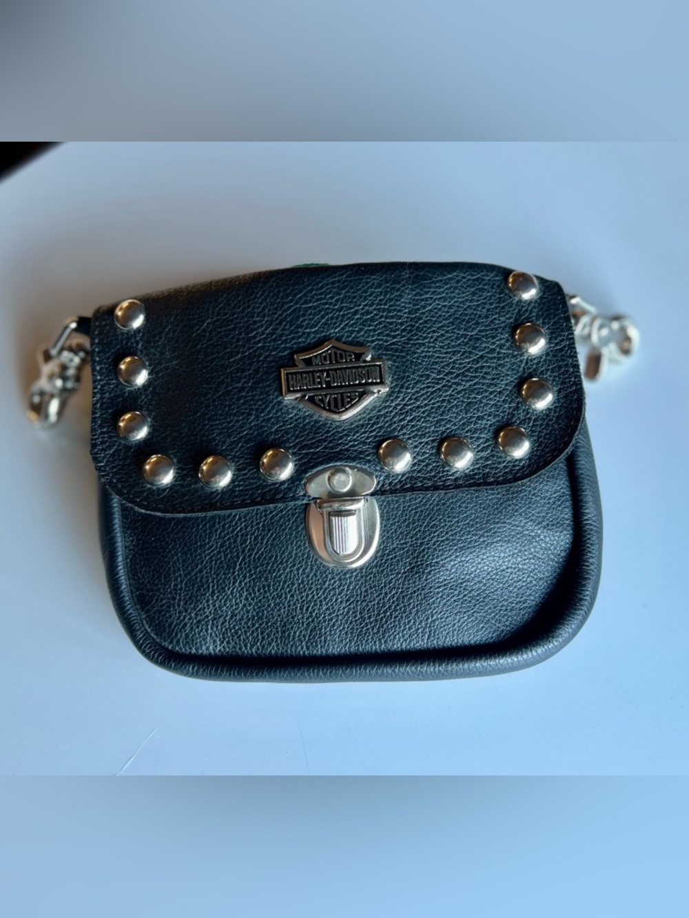 Harley-Davidson Black Studded Leather Crossbody Bag